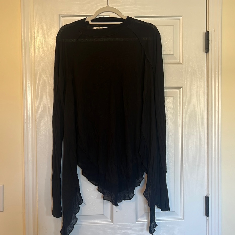 Free People Black Sleeve Top